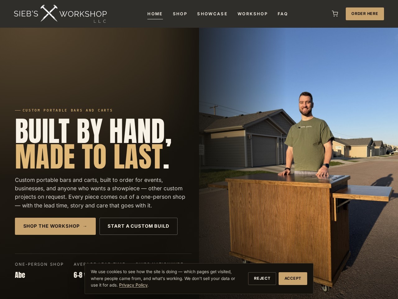 Sieb's Workshop website homepage
